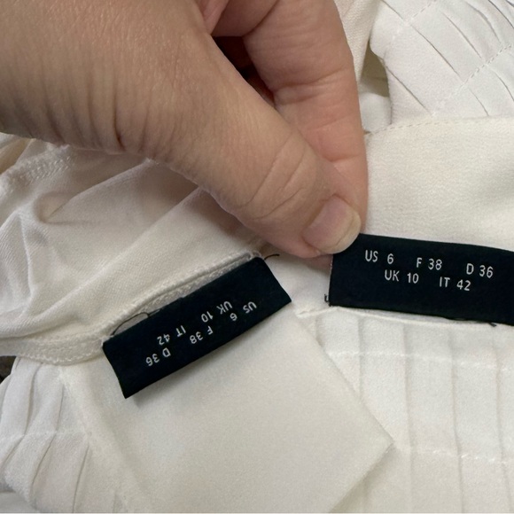 Akris Women's White Sleeveless Asymmetric Babydoll‎ Blouse Size 6 - Picture 6 of 8